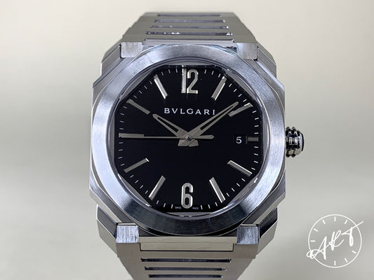 Bvlgari Octo Solotempo Black Dial Stainless Steel Auto Watch BGO 38 S w/ B&P
