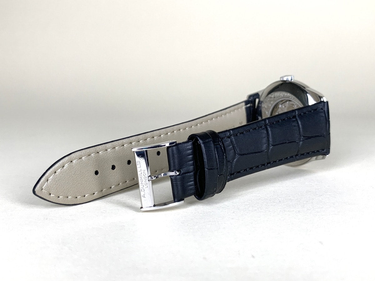 Alfred Dunhill x Centric 8045 Silver Dial SS Manual Watch • Black Leather Strap
