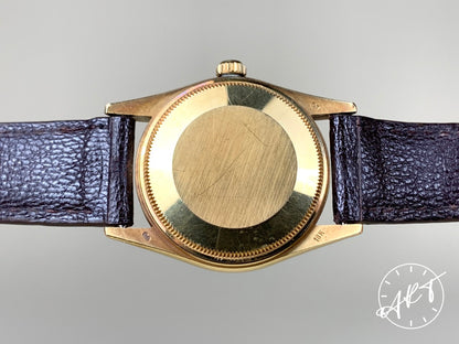 1982 Rolex Oyster Perpetual Date Gold Dial 18K Gold Auto Watch 15038 in FULL SET
