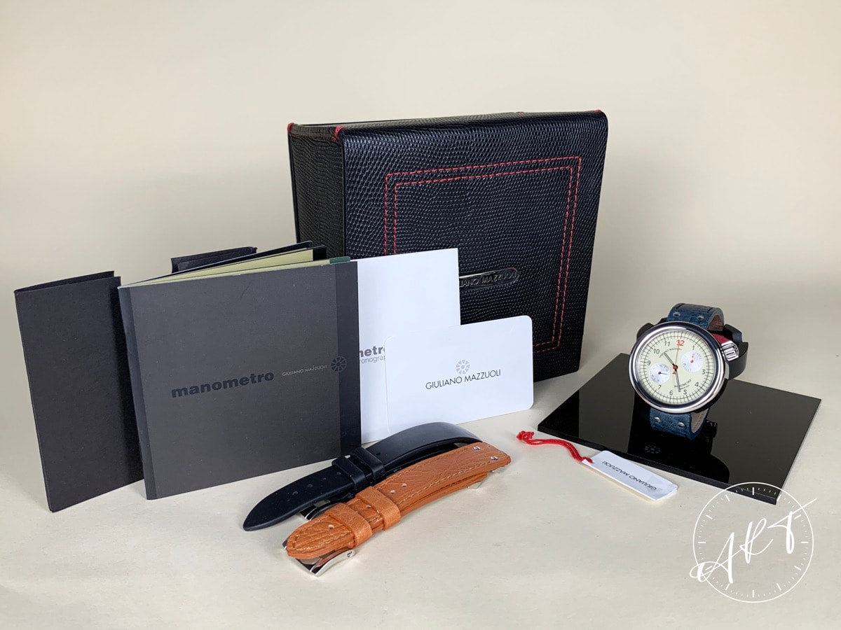 Giuliano Mazzuoli Manometro Chronograph Ivory Dial SS Auto Watch w/ B&P