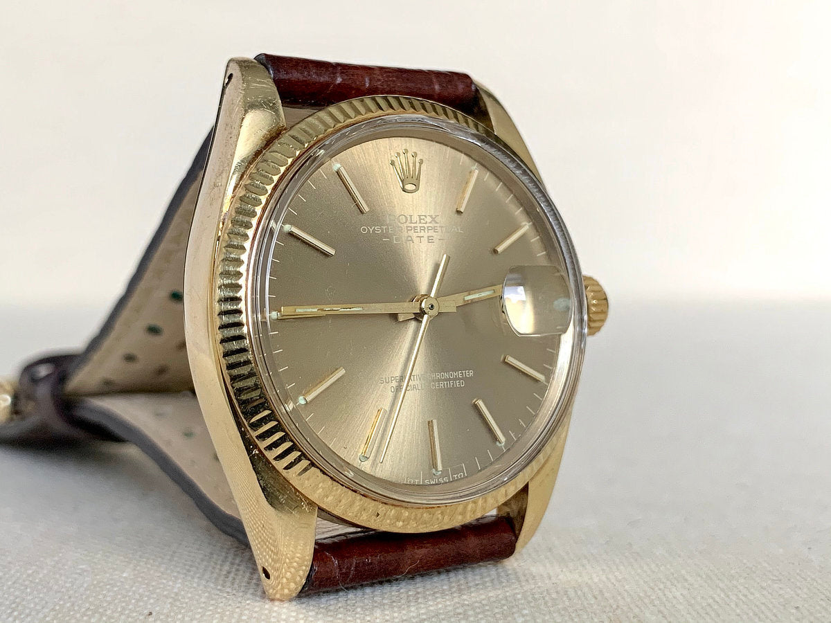 1978 Rolex Oyster Perpetual Date Brown Sigma Dial 14K Gold Watch 1503 *SERVICED*