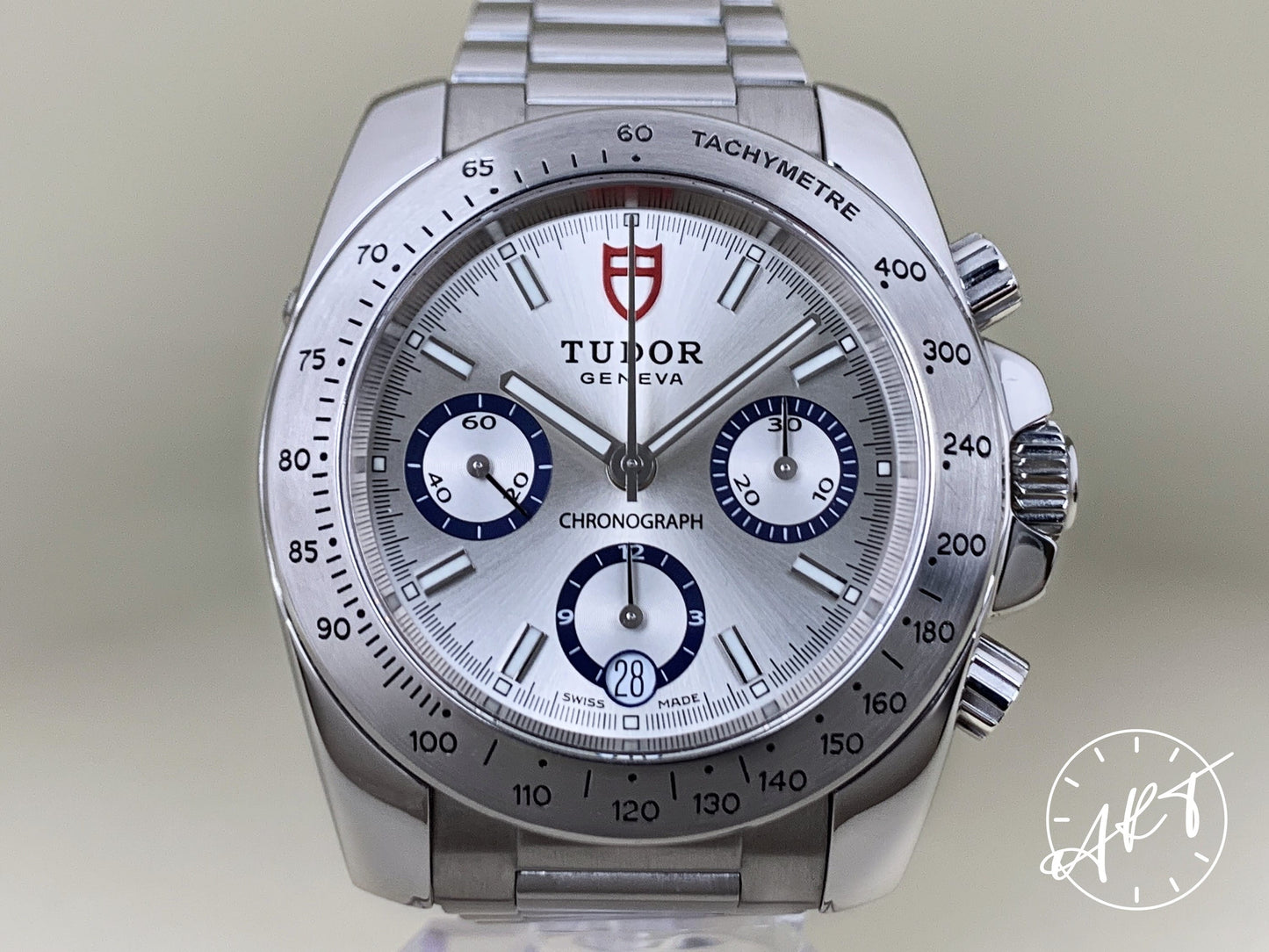 Tudor Sport Chronograph Silver Dial Stainless Steel Auto Watch 20300 in FULL SET