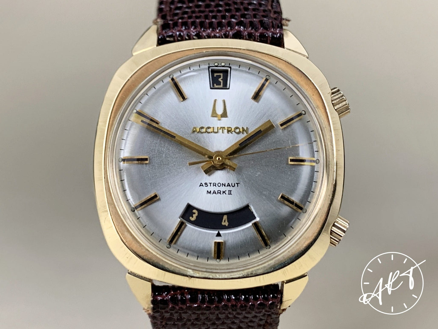 1972 Accutron Astronaut Silver Dial Gold Filled & SS Tuning Fork Mark II Watch BP