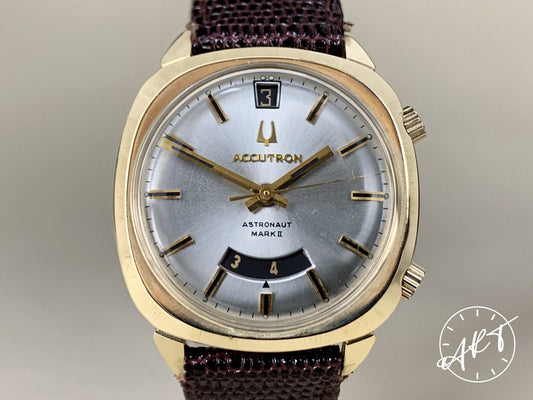 1972 Accutron Astronaut Silver Dial Gold Filled & SS Tuning Fork Mark II Watch BP