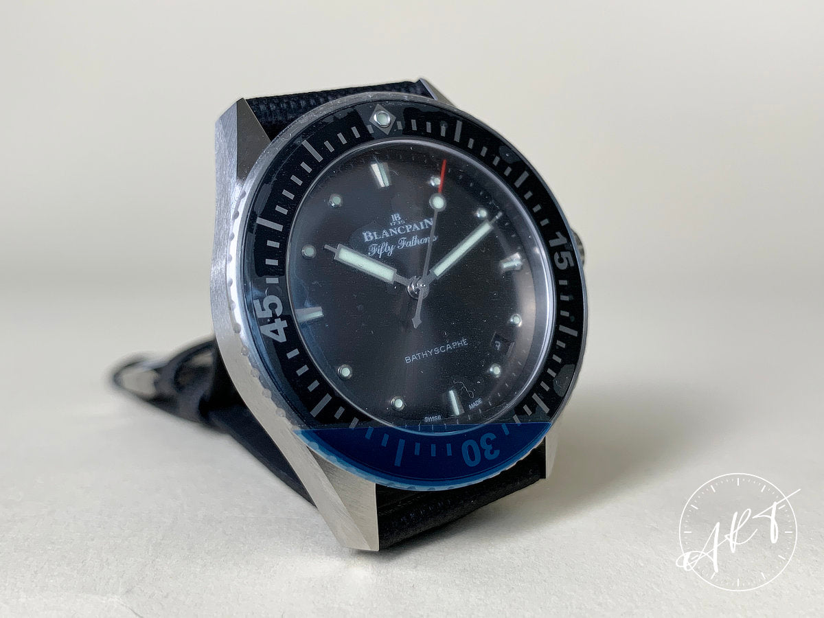 Blancpain Fifty Fathoms Bathyscaphe Black Dial SS Auto Diver Watch 5100B w/ B&P