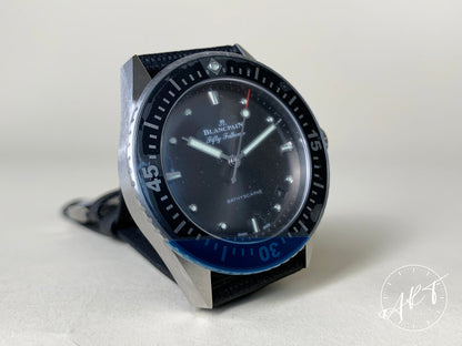 Blancpain Fifty Fathoms Bathyscaphe Black Dial SS Auto Diver Watch 5100B w/ B&P