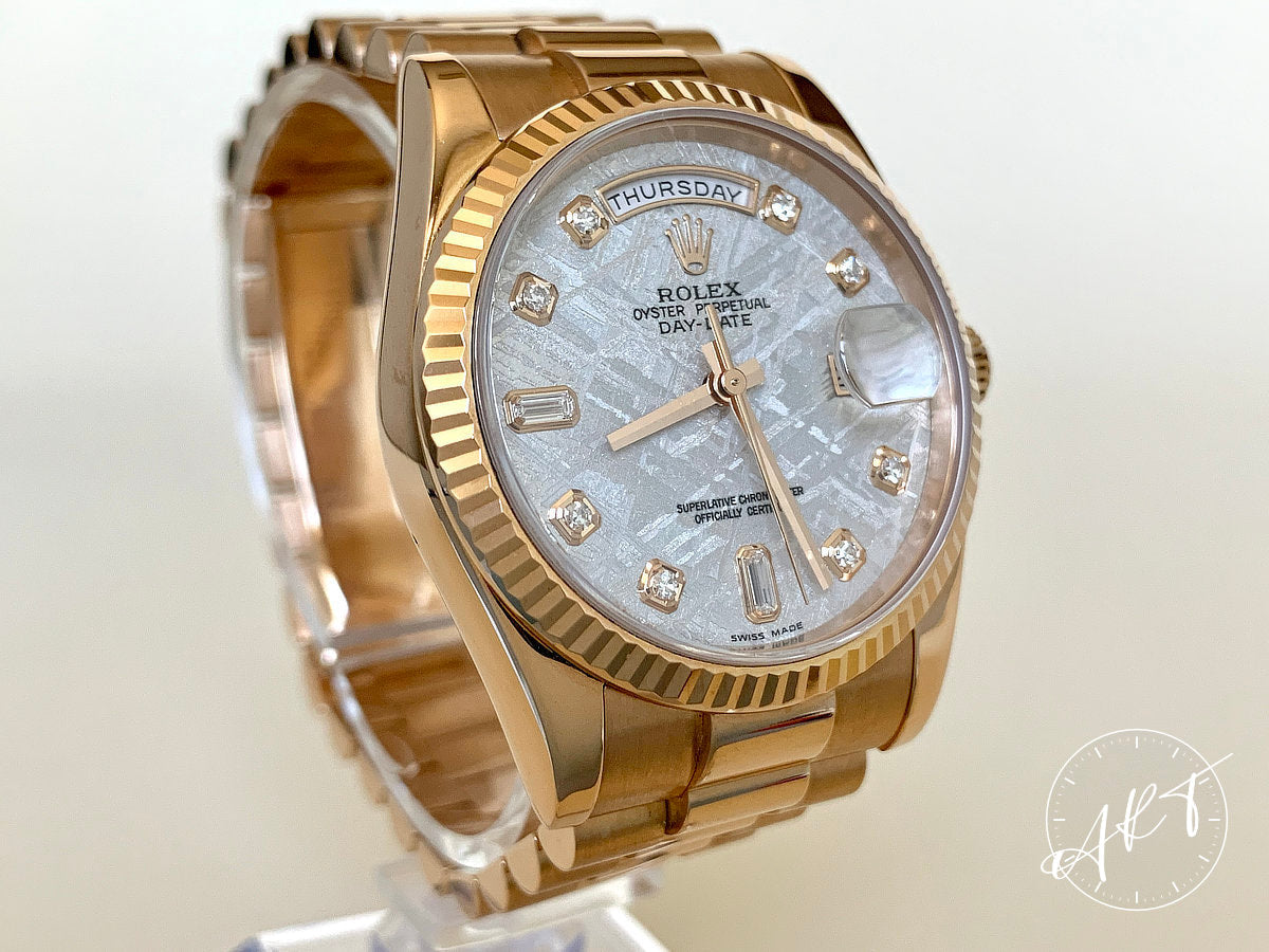 Rolex Day-Date President Meteorite & Diamond Everose Gold Watch 118235 BP
