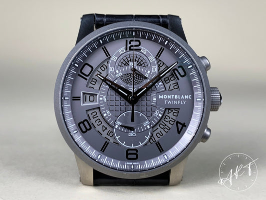 Montblanc Timewalker Twinfly Chrono Gray Dial Titanium Auto Ltd Watch 107338 BP