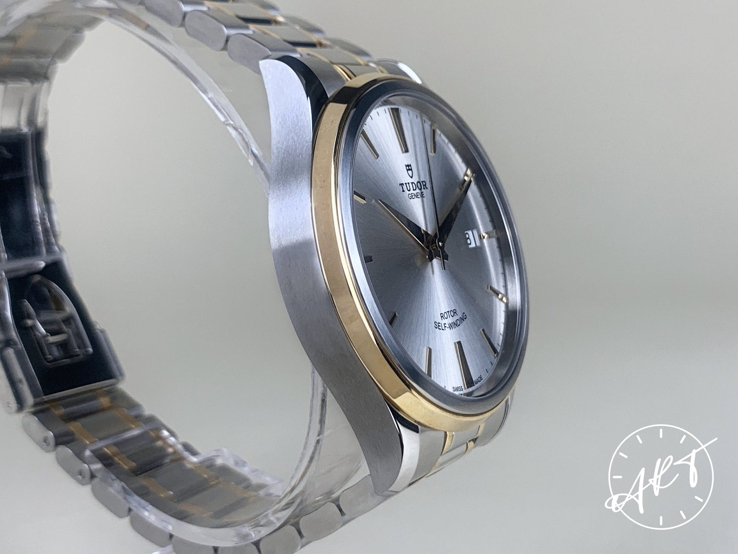 NEW Tudor Style 41 Silver Dial 18K Gold & SS Auto Watch 12703 w/ B&P