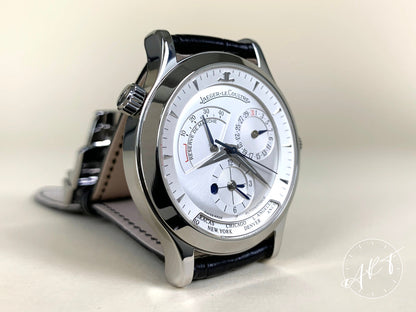 Jaeger-LeCoultre Master Geographic Silver Dial SS Auto Watch 142.8.92 w/ Box