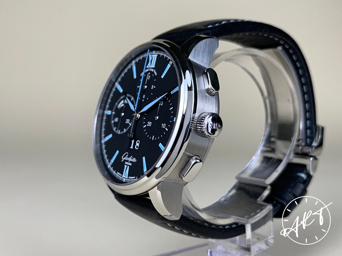 Glashütte Original Senator Chrono Panorama Date Black Dial SS Auto Watch w/ B&P