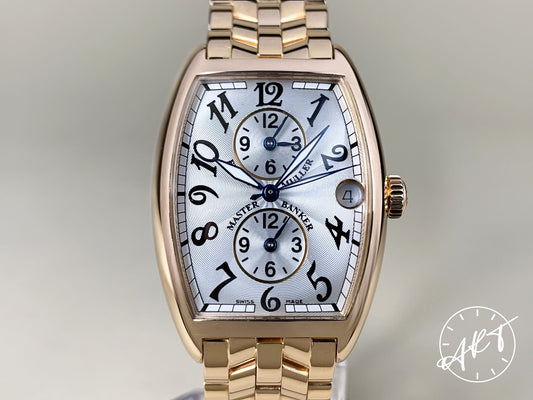 Franck Muller Cintrée Curvex Multi Time Zone Silver Dial 18K RG Watch 2852 MB BP