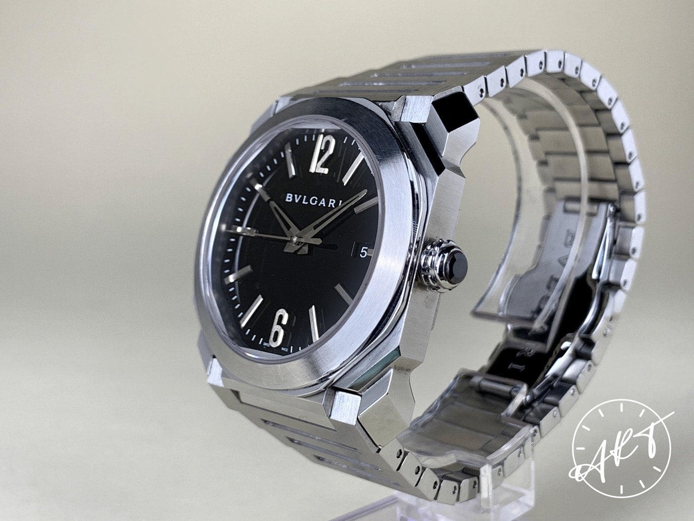 Bvlgari Octo Solotempo Black Dial Stainless Steel Auto Watch BGO 38 S w/ B&P