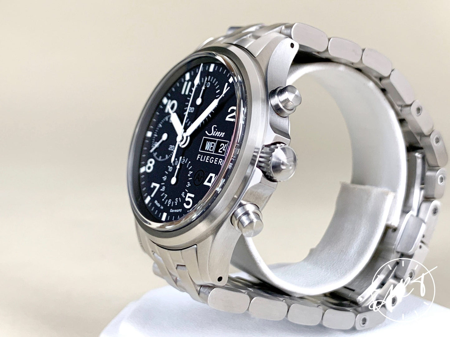 Sinn Chronographs Day-Date Black Dial SS Sa Pilot Watch 358.060 BP