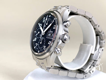 Sinn Chronographs Day-Date Black Dial SS Sa Pilot Watch 358.060 BP
