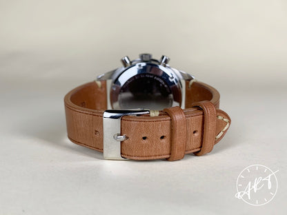 Vintage Le Jour Val 7733 Chrono Brown TROPICAL DIAL SS Manual Pilot Watch w/ B&P