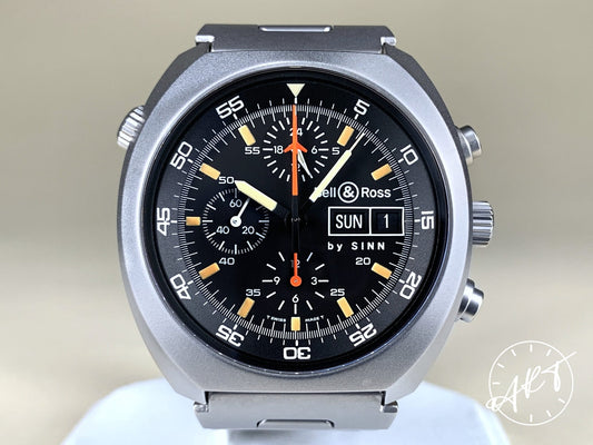 Vintage Bell & Ross By Sinn Space Chrono Lemania 5100 Black Dial SS Pilot Watch