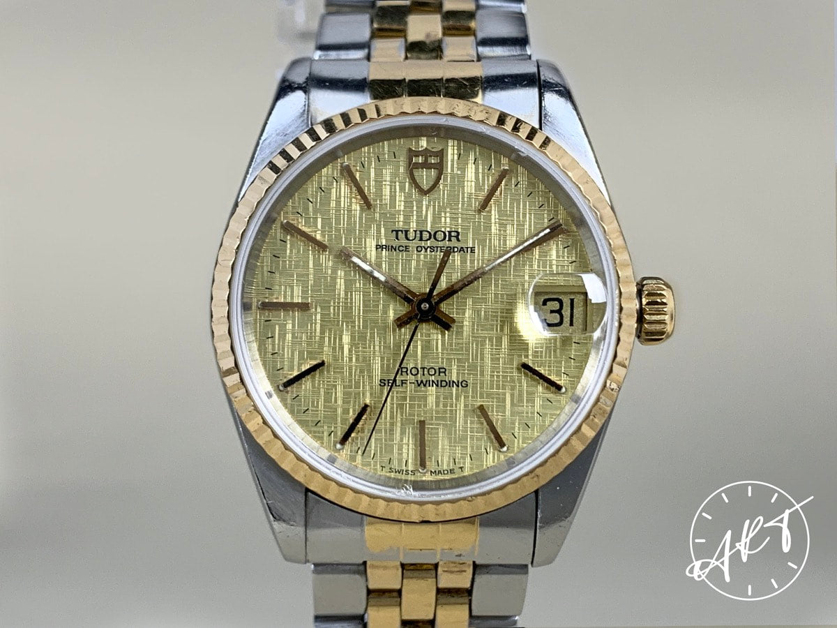 1995 Tudor Prince Date Champagne Linen Dial Gold Plated & SS Watch 72033