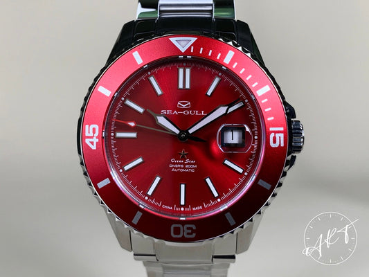 NEW Seagull Ocean Star Red Dial “China Red” SS SE Diver Watch 816.92.6113 BP