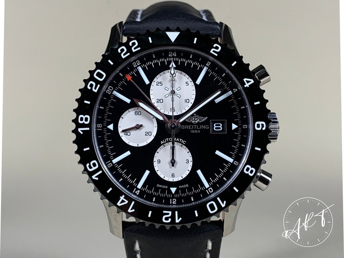 NEW Breitling Chronoliner Black Dial SS Auto Pilot Watch Y24310 w/ B&P