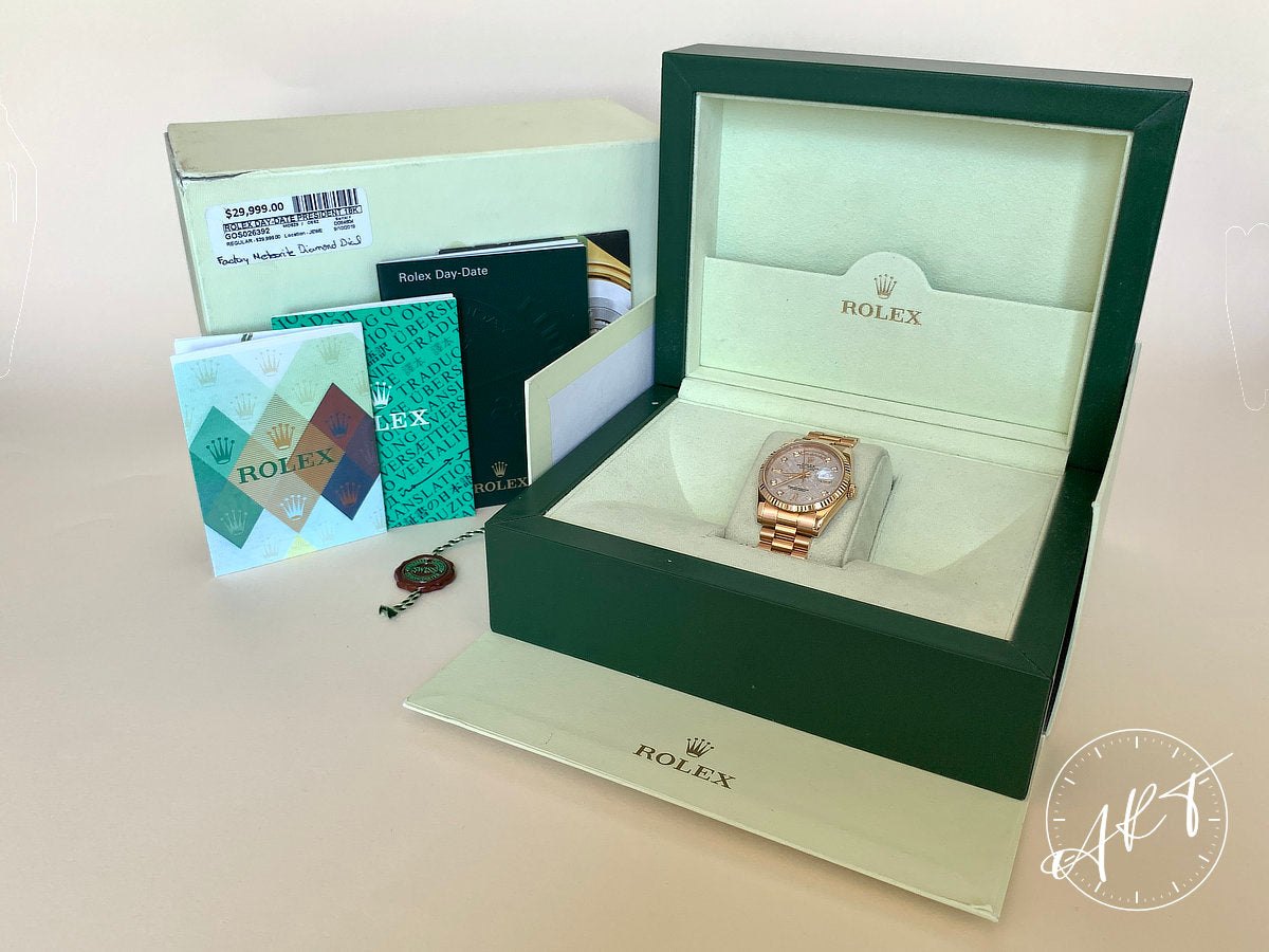 Rolex Day-Date President Meteorite & Diamond Everose Gold Watch 118235 BP