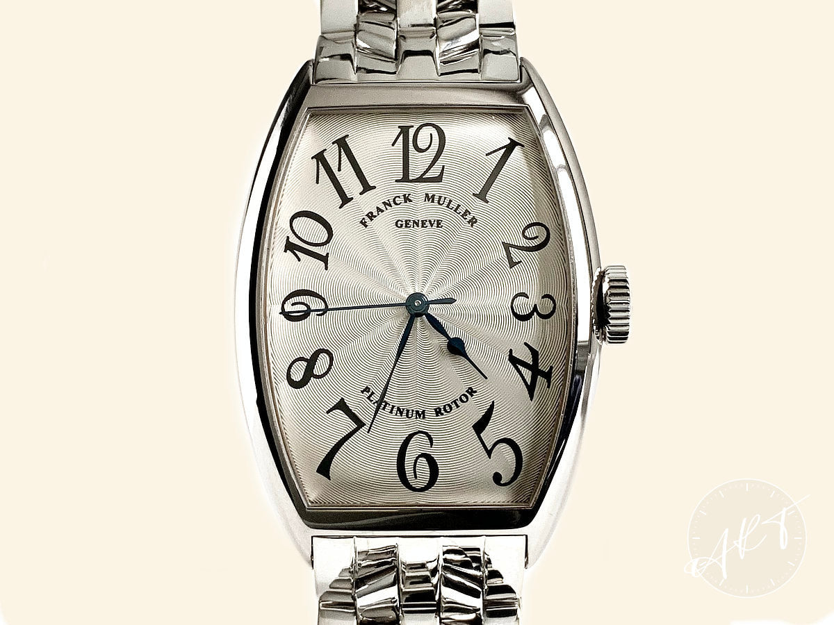 Franck Muller Cintree Curvex Guilloche Dial 18K WG Watch 5850 SC *18K WG Bracelet*