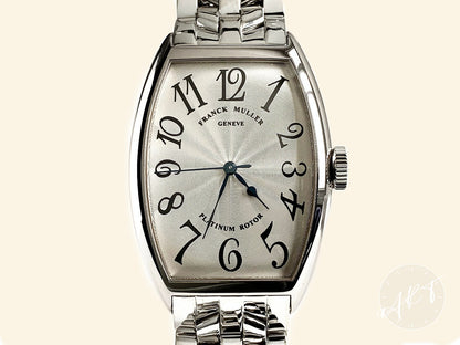 Franck Muller Cintree Curvex Guilloche Dial 18K WG Watch 5850 SC *18K WG Bracelet*