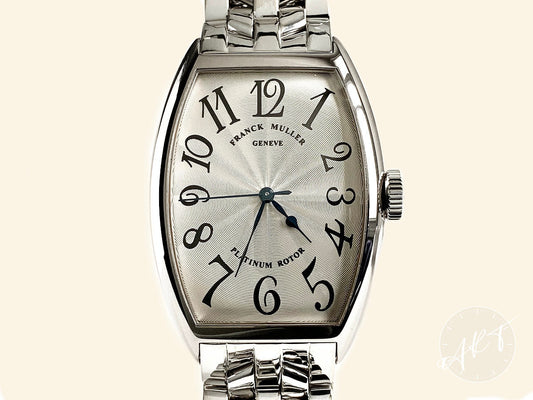 Franck Muller Cintree Curvex Guilloche Dial 18K WG Watch 5850 SC *18K WG Bracelet*