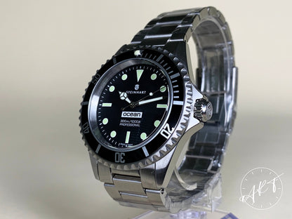 NEW Steinhart Ocean One Vintage Black Dial “Comex” SS Auto SE Diver Watch w/ B&P