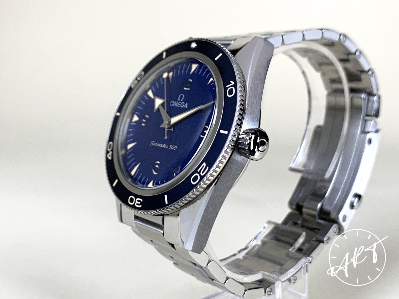 Omega Seamaster 300 Master Chronometer Blue Dial SS Auto Diver Watch w/ B&P