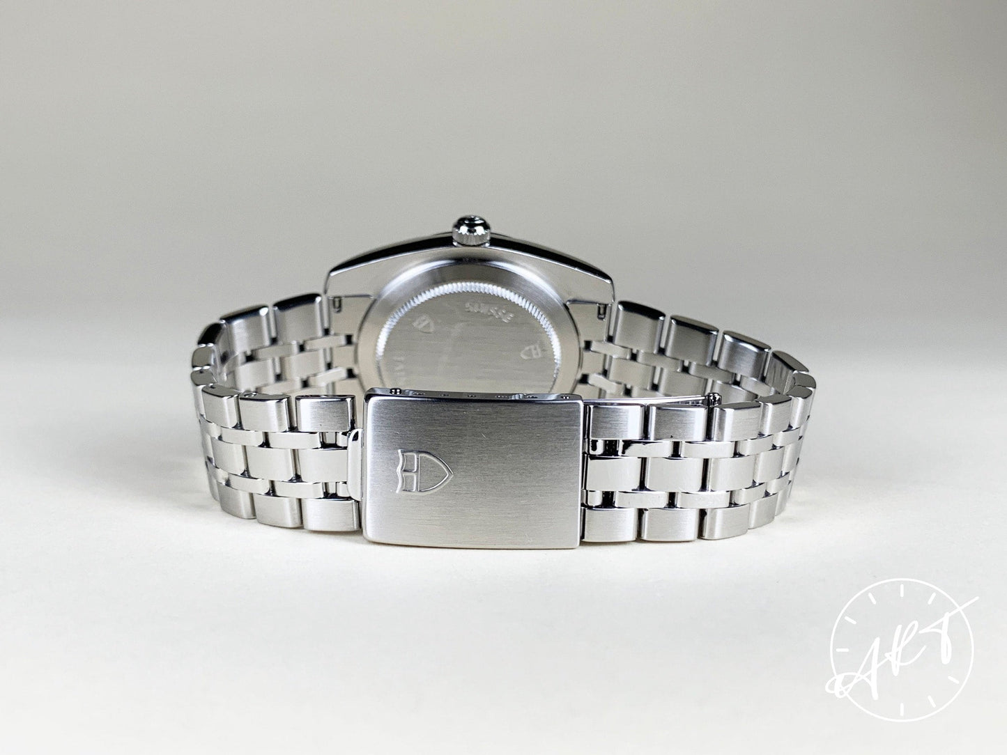 Tudor Classic Date Silver Linen Diamond Dial SS Auto Watch 21010 w/ B&P