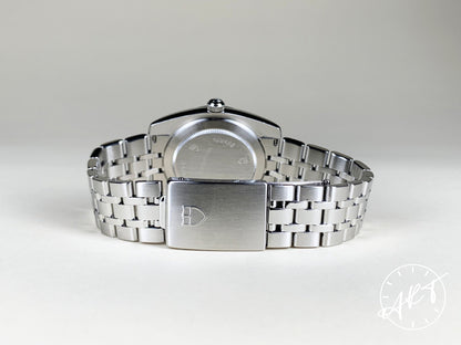 Tudor Classic Date Silver Linen Diamond Dial SS Auto Watch 21010 w/ B&P