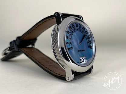 Gerald Genta Retro Classic Jumping Hour MOP Mother of Pearl Dial Watch w/Box