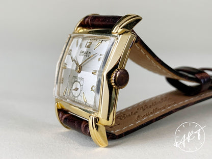 Vintage 1940s Gruen Curvex Silver Dial 10K Gold Filled Manual Wind Watch