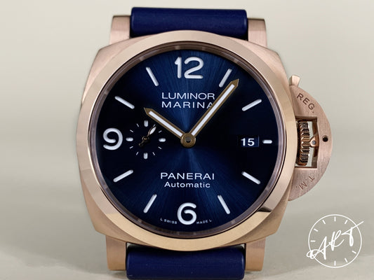 Panerai PAM 1112 Luminor 1950 Blue Dial Goldtech Sole Blu Watch PAM01112 BP