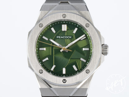 NEW Peacock Plumage Gaze Green Green Guilloche Dial Stainless Steel Automatic Watch PFG0502.02