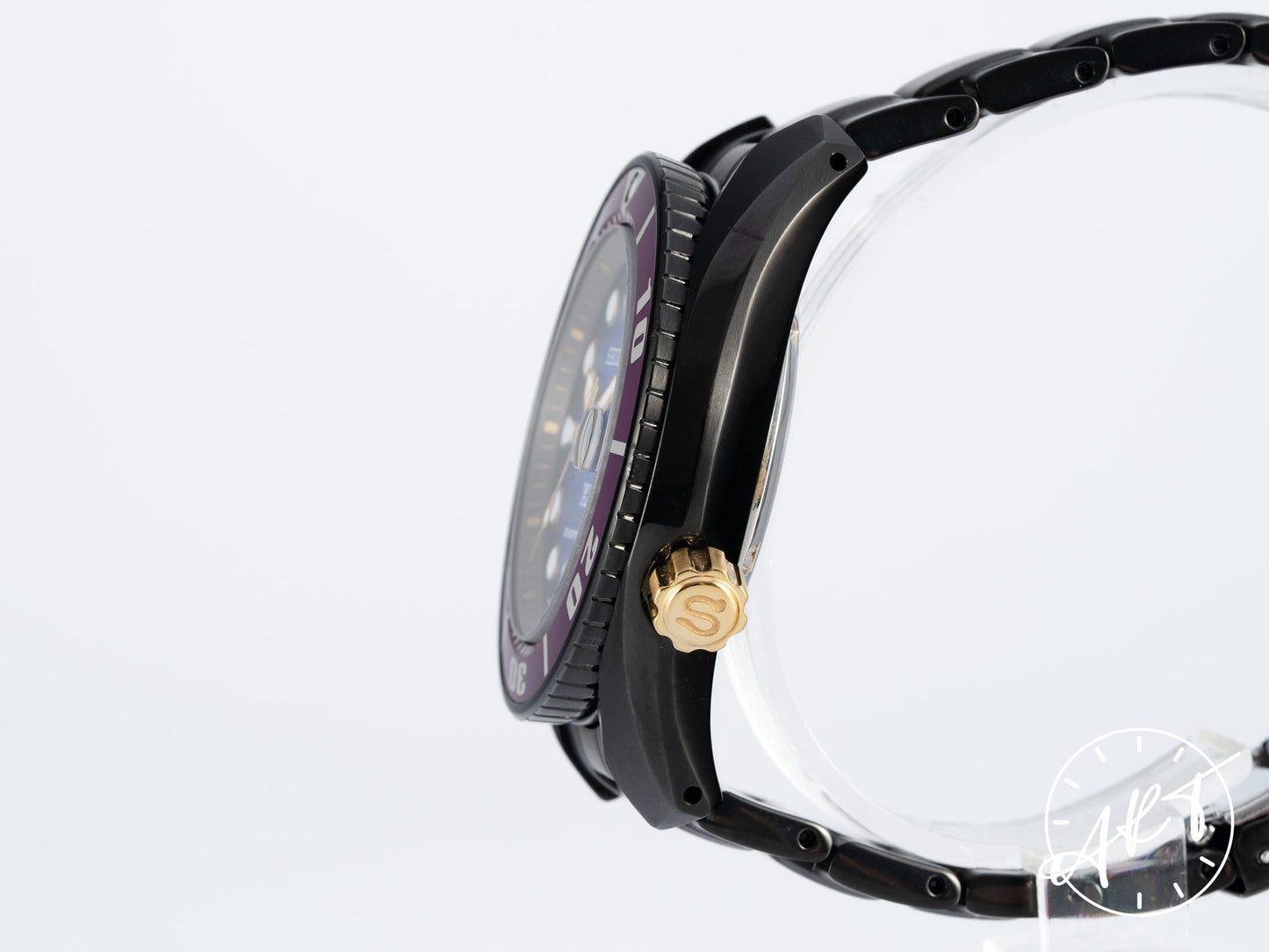 Seiko Prospex Purple Bezel Blue Dial Black PVD SS Zimbe Purple Sumo Ltd Diver Watch SPB055J BP