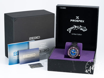Seiko Prospex Purple Bezel Blue Dial Black PVD SS Zimbe Purple Sumo Ltd Diver Watch SPB055J BP