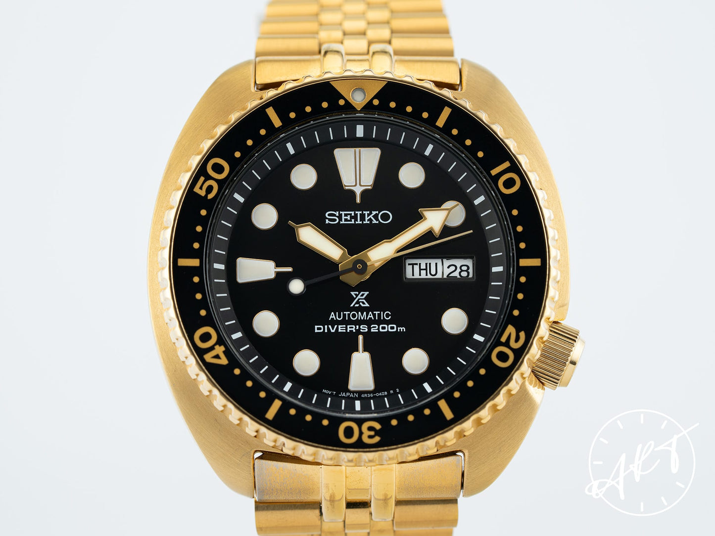 Seiko Prospex Day & Date Gray Dial “Golden Turtle” SS Auto Diver Watch SRPC44 BP