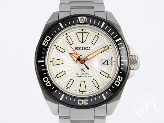 NOS Seiko Prospex Black Bezel White Dial Stainless Steel Automatic White Elephant Thailand Limited Edition Diver Watch SRPK57K1