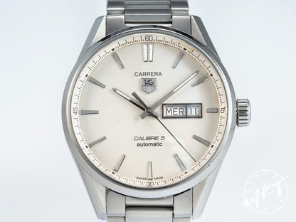 TAG Heuer Carrera Day-Date Silver Dial Stainless Steel Automatic Watch WAR201B