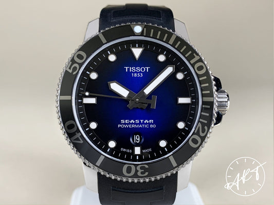 Tissot Seastar 1000 Powermatic 80 Black Bezel Blue Dial SS Diver Watch T120407A