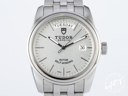 Tudor Glamour Day-Date 39 Day-Date Silver Dial Stainless Steel Automatic Watch 56000 w/ Paper + Receipt