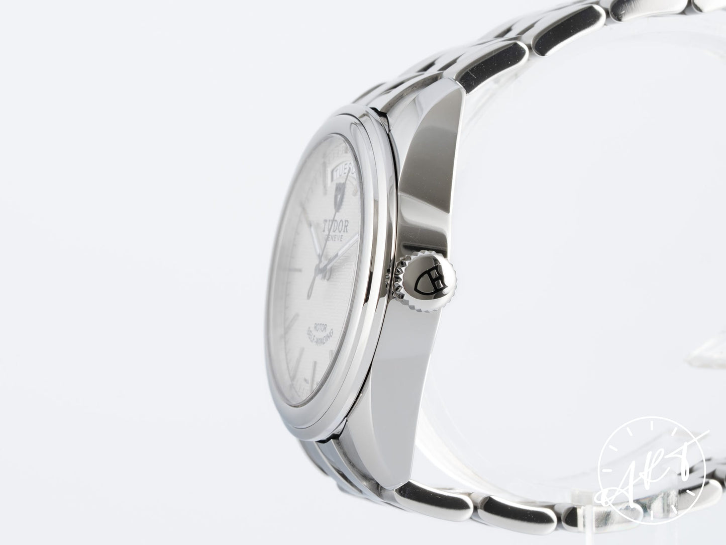 Tudor Glamour Day-Date 39 Day-Date Silver Dial Stainless Steel Automatic Watch 56000 w/ Paper + Receipt