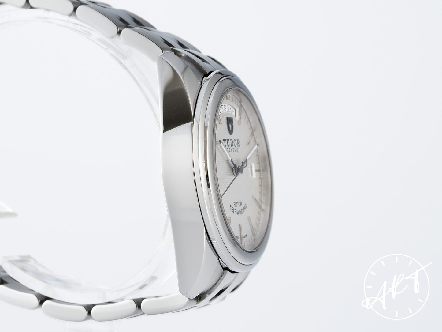 Tudor Glamour Day-Date 39 Day-Date Silver Dial Stainless Steel Automatic Watch 56000 w/ Paper + Receipt