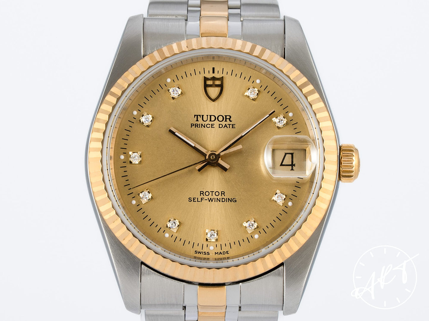 Tudor Prince Date Gold Diamond Dial Two-Tone 18K Gold, Stainless Steel Automatic Watch 74033