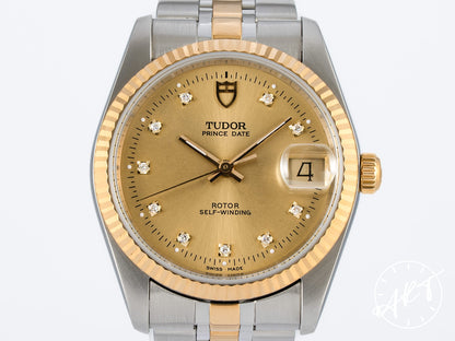 Tudor Prince Date Gold Diamond Dial Two-Tone 18K Gold, Stainless Steel Automatic Watch 74033