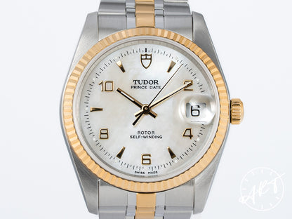 Tudor Prince Date Mother of Pearl Dial Two-Tone 18K Gold, Stainless Steel Automatic Watch 74033 w/ Paper & Manual