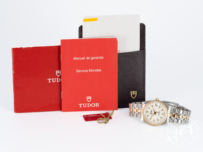 Tudor Prince Date Mother of Pearl Dial Two-Tone 18K Gold, Stainless Steel Automatic Watch 74033 w/ Paper & Manual