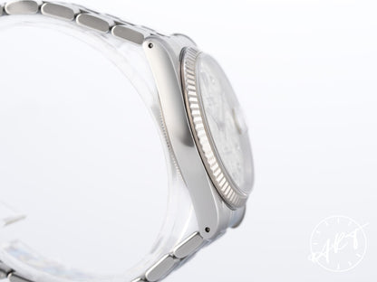 Tudor Prince Date Silver Linen Diamond Dial 18K WG & SS Auto Watch 74034